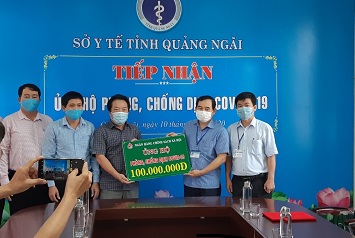 Ngân hàng chính sách xã hội, Chi nhánh tỉnh Quảng Ngãi ủng hộ kinh phí phòng chống dịch Covid-19 cho Sở Y tế